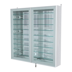 Витрина настенная №4-6А зеркальная с девятью полками серии Collecto, Ясень Анкор светлый