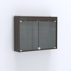 Витрина настенная №203-3А широкая с двумя полками и фризом, Дуб Венге