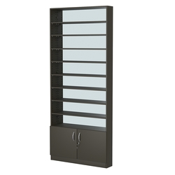 Стеллаж из ДСП с 8-ю полками 150x900 мм серии LEVEL-8 №9-2 (З/C - ЗЕРКАЛО), Черный