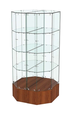 Стеклянная островная витрина на подиуме серии Истра №809-О, Орех