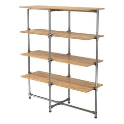 Хромированный стенд Прогресс №1-4 (с полками ДСП 16мм), Дуб Золотистый