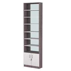 Стеллаж из ДСП с 6-ю полками 200x600 мм серии LEVEL-6 №3-2 (З/C - ЗЕРКАЛО), Ясень Анкор темный + Ясень Анкор светлый