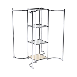 Хромированное вешало ВОЛНА №4-4 с зеркальными полками 4мм, Крем Вайс