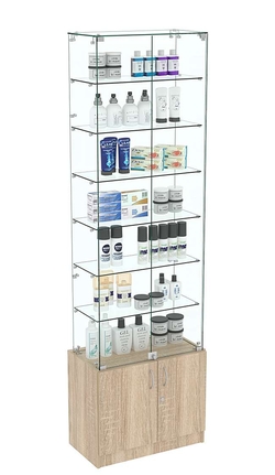 Узкая витрина с прозрачными стенками ИСТРА №33-600, Дуб сонома