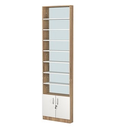 Стеллаж из ДСП с 7-ю полками 100x600 мм серии LEVEL-7 №1-2 (З/C - ЗЕРКАЛО), Дуб Канзас коричневый + Белый