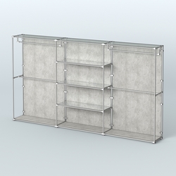 Торговая система ХРОМ (задняя стенка - ДСП) 3600 мм с зеркальными полками и поручнями №2, Метрополитан Грей