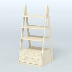 Торговая двусторонняя стойка ЛОФТ №4-950 с узкими выдвижными ящиками, Крем Вайс