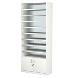 Стеллаж из ДСП с 8-ю полками 350x900 мм серии LEVEL-8 №13-2 (З/C - ЗЕРКАЛО), Белый