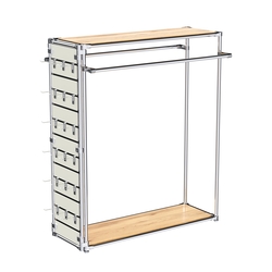 Хромированный стенд-вешало ETD-38 №1-3 (торец-ЭП) с полками ДСП 16мм, Дуб Золотистый