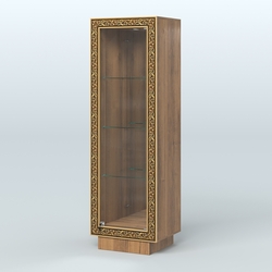 Низкая витрина с декором и тремя прозрачными полками НБА-3, Орех