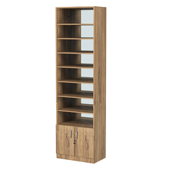 Стеллаж из ДСП с 8-ю полками 350x600 мм серии LEVEL-8 №6-2 (З/C - ЗЕРКАЛО), Дуб Канзас коричневый