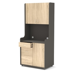 Офисная мини-кухня ЭЛЕГИЯ №4, Черный + Дуб Сонома