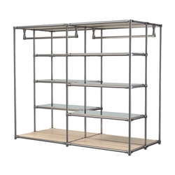 Хромированное вешало ПЛАТФОРМА №1-4 с зеркальными полками 4мм, Дуб Сонома