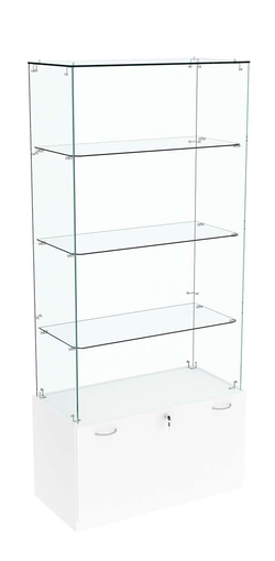Витрина Кристалл №105 прямоугольная (З/C - стекло), без дверей., Белый