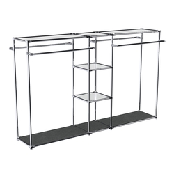 Хромированный стенд-вешало TD-49 №1-4 Хром с полками Зеркало 4мм, Антрацит