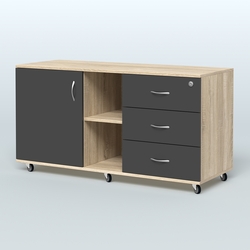 Тумба сервисная правая Киви, цвет светлый дуб, Дуб Сонома + Черный