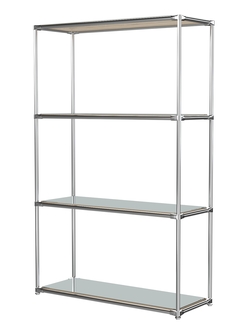 Хромированный стеллаж СТИЛЬ №1г с полками Зеркало 4 мм, Дуб Сонома