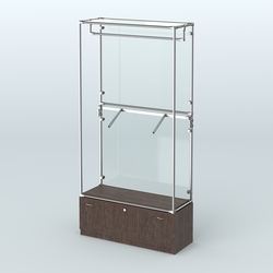 Торговая система ХРОМ (задняя стенка - стекло) 1200 мм №2-1 с тумбой Т-11 и поручнями, Дуб Венге