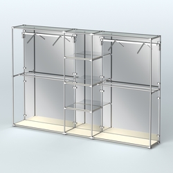 Торговая система ХРОМ (задняя стенка - зеркало) 3600 мм с зеркальными полками и поручнями №12, Крем Вайс