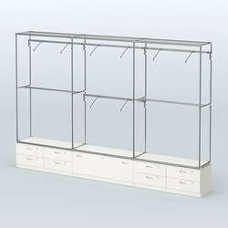 Торговая система ХРОМ без ДСП 3600 мм №6 с тумбами Т-11, Т-14 и поручнями, Белый