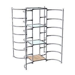 Хромированное вешало ДУГА №3-1 с полками стекло 6 мм, Дуб Сонома