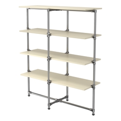 Хромированный стенд Прогресс №1-4 (с полками ДСП 16мм), Крем Вайс