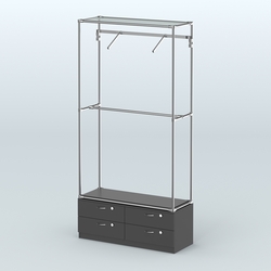 Торговая система ХРОМ без ДСП 1200 мм №4-2 с тумбой Т-14 и поручнями, Черный