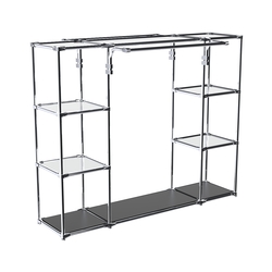 Хромированный стенд-вешало TD-46 №1-4 Хром с полками Зеркало 4мм, Черный