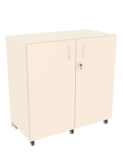 Прилавок Истра №120 прямоугольный с дверками на стальных колесах (закрытый), Крем Вайс