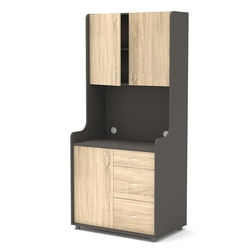 Офисная мини-кухня ЭЛЕГИЯ №3, Черный + Дуб Сонома