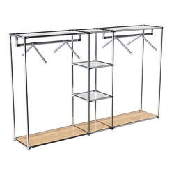 Хромированный стенд-вешало TD-51 №1-4 Хром с полками Зеркало 4мм, Дуб Золотистый