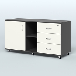 Тумба сервисная правая Киви, цвет светлый дуб, Черный + Белый