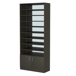 Стеллаж из ДСП с 8-ю полками 400x900 мм серии LEVEL-8 №14-2 (З/C - ЗЕРКАЛО), Черный