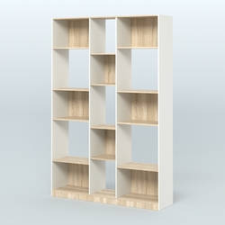 Стеллаж из ДСП серии ЛОФТ №14-1, Белый + Дуб Сонома