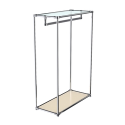 Хромированный стенд-вешало TD-12 №1-1 с полкой стекло 6мм (прозрачное), Крем Вайс