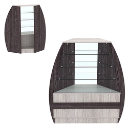 Торговый прилавок со стеклом серии БРИЗ №3 угловой (внешний угол), Ясень Анкор светлый + Ясень Анкор темный