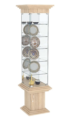 Витрина стаканчик с зеркалом и пятью полками КОЛОСС №504, Дуб сонома