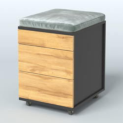 Тумба мобильная Фламинго 2 ящика + 1 ящик-лоток с подушкой, Черный и Дуб Золотистый U1148