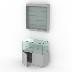 Комбинированный прилавок-витрина с распашными дверками КПВ-01-03, Серый