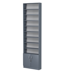 Стеллаж из ДСП с 8-ю полками 150x600 мм серии LEVEL-8 №2 (З/C - ДВП), Темно-Серый