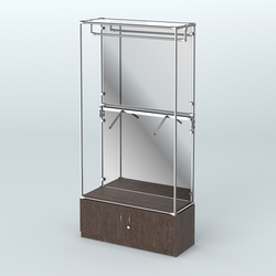 Торговая система ХРОМ (задняя стенка - зеркало) 1200 мм №2-4 с тумбой Т-21 и поручнями, Дуб Венге