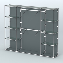 Торговая система ХРОМ (задняя стенка - ДСП) 2430 мм с прозрачными полками и поручнями №7, Темно-Серый