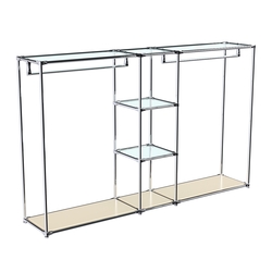 Хромированный стенд-вешало TD-48 №1-1 Хром (с прозрачными полками стекло 6мм), Крем Вайс