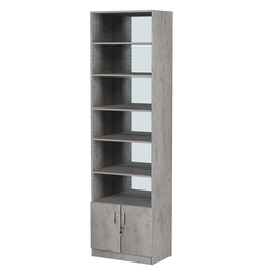 Стеллаж из ДСП с 5-ю полками 350x600 мм серии LEVEL-5 №6-2 (З/C - ЗЕРКАЛО), Бетон Чикаго светло-серый F186 ST9