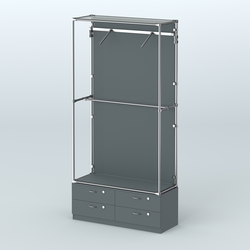 Торговая система ХРОМ (задняя стенка - ДСП) 1200 мм №4-2 с тумбой Т-14 и поручнями, Темно-Серый