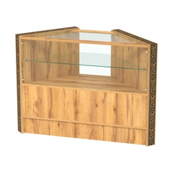 Недорогой прилавок угловой с декоративными молдингами №ПДМ-9, Дуб Золотистый