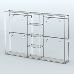 Торговая система ХРОМ без ДСП 3030 мм с прозрачными полками и поручнями №8, Серый