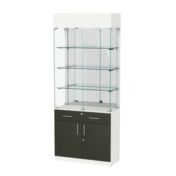 Витрина ювелирная "Диаманд" №15, ЛДСП белый + МДФ черный