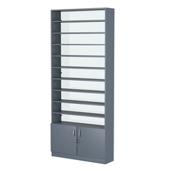 Стеллаж из ДСП с 9-ю полками 250x900 мм серии LEVEL-9 №11-1 (З/C - СТЕКЛО), Темно-Серый