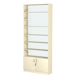 Стеллаж из ДСП с 6-ю полками 250x900 мм серии LEVEL-6 №11-1 (З/C - СТЕКЛО), Крем Вайс